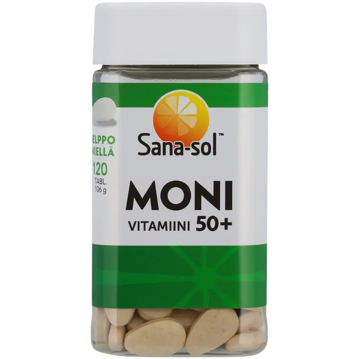 Sana-sol 50+ Monivitamiini monivitamiini-kivennäisainetabletti ravintolisä 120tabl