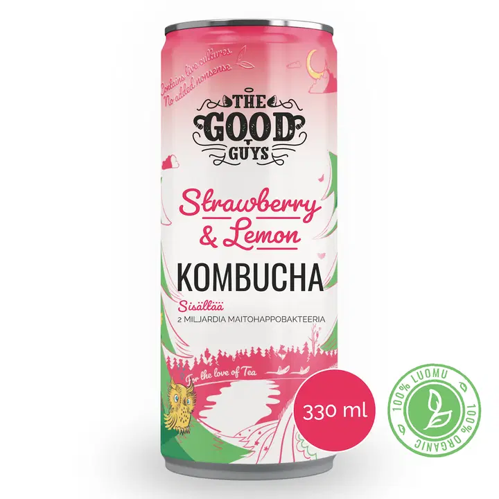 The Good Guys Strawberry & Lemon Kombucha 330 ml