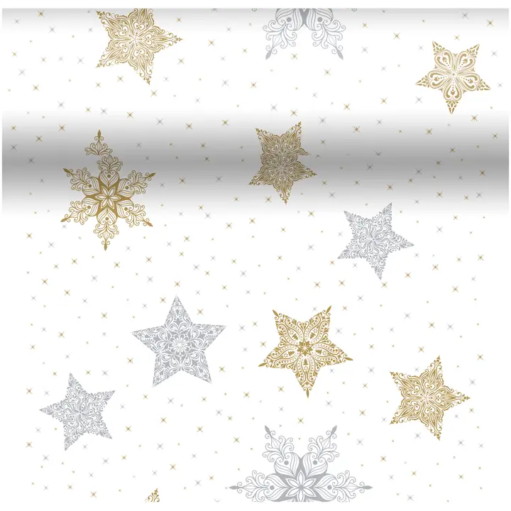 DUNI Dunicel® 0,4 x 4,8m Snowstars White perforoitu poikkiliina