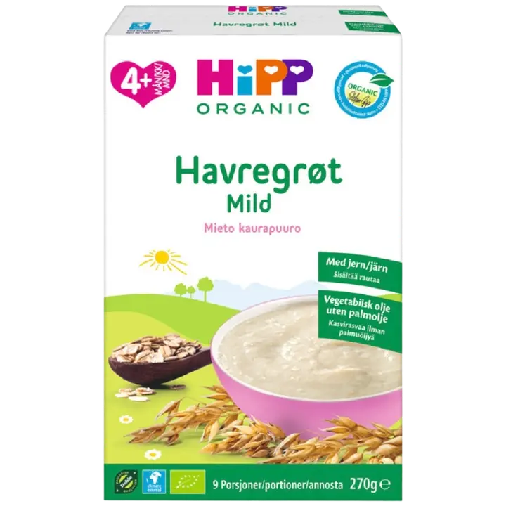 HiPP Luomu Mieto Kaurapuuro 4kk, 8 annosta 270g