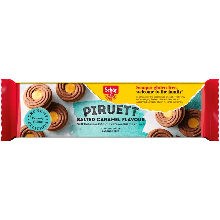 Schär Piruett salted caramel -makuinen täytekeksi gluteeniton 110g