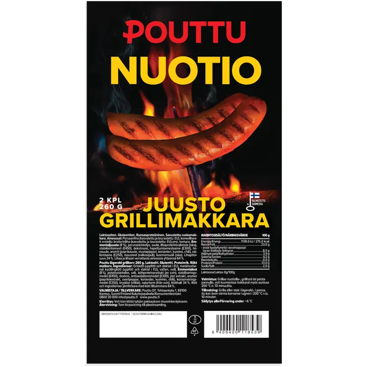 Pouttu Nuotio Grillimakkara Juusto 260g