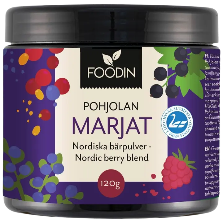 Foodin Pohjolan marjat- kotimainen marjajauhesekoitus, 120g