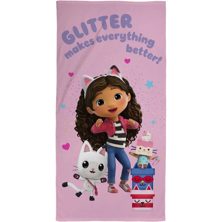 Gabby's Dollhouse lasten kylpypyyhe 70x140 cm pinkki