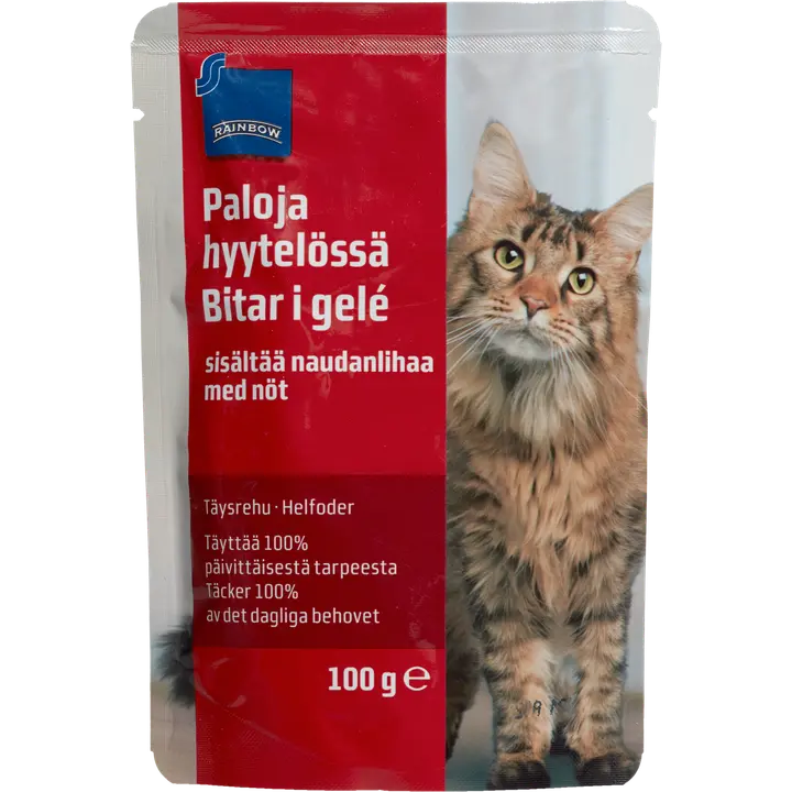 Rainbow 100g nautaa hyytelössä kissanruoka