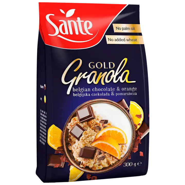 SANTE GOLD GRANOLA röstitud müsli Belgia šokolaadi ja apelsiniga 300 g