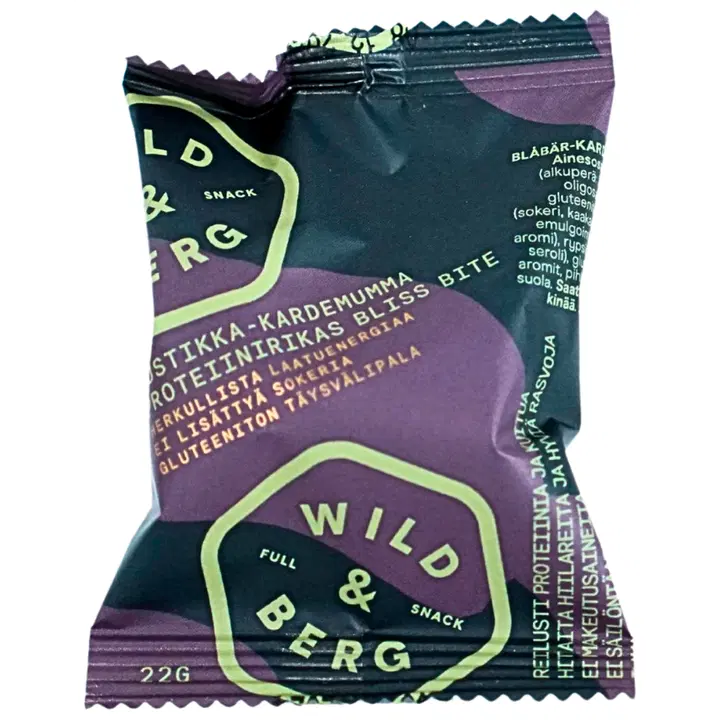 Wild&Berg Mustikka-valkosuklaa proteiinipallo BlissBites gluteeniton