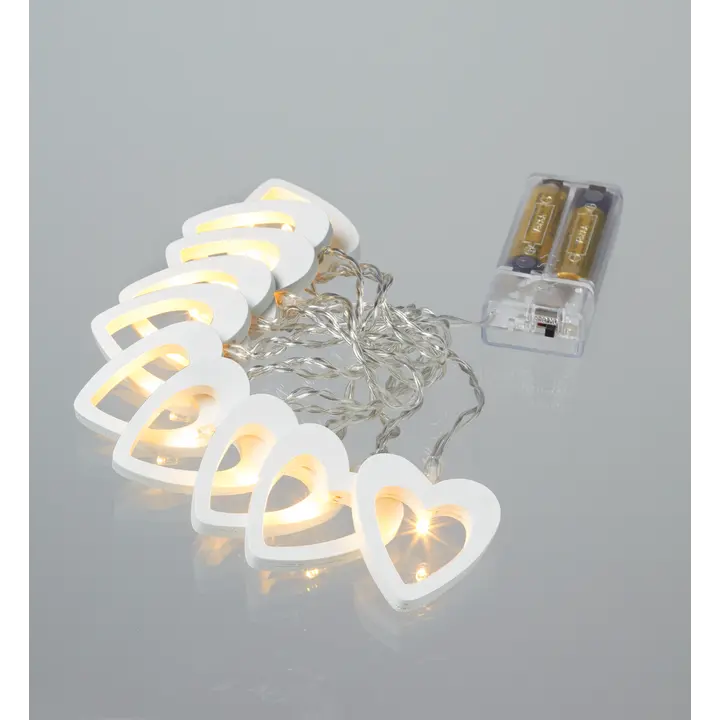Valguskett puidust südametega 10LED, patareid 2 x AA( ei sisaldu), sise