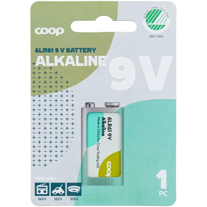 Coop alkaliskt batteri 9V/6LR61 1 st