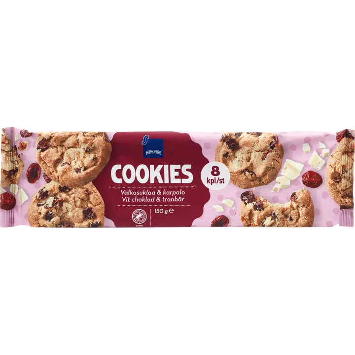 Rainbow Cookies valkoinen suklaa ja karpalo 150 g