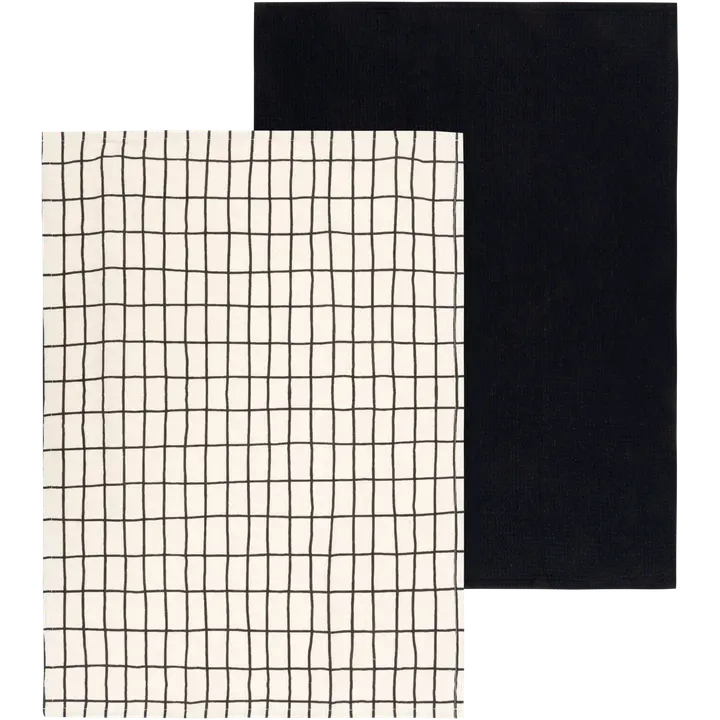 House keittiöpyyhe Elonkorjuu 50x70 cm 2 kpl luonnonvalkoinen/musta PatternLab