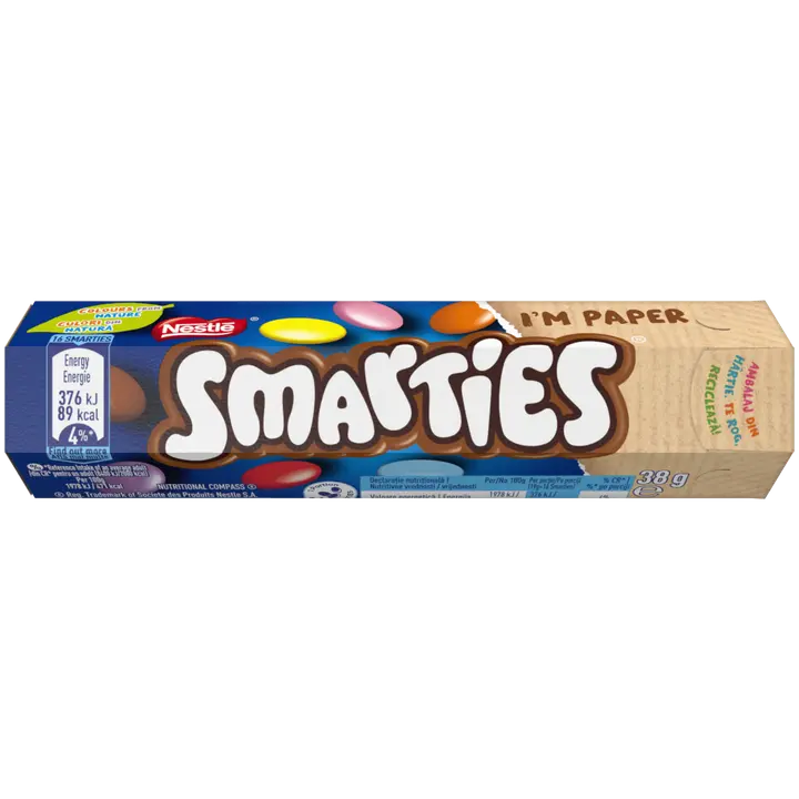Nestlé Smarties Hexatube sokerikuorrutettuja maitosuklaarakeita 38g