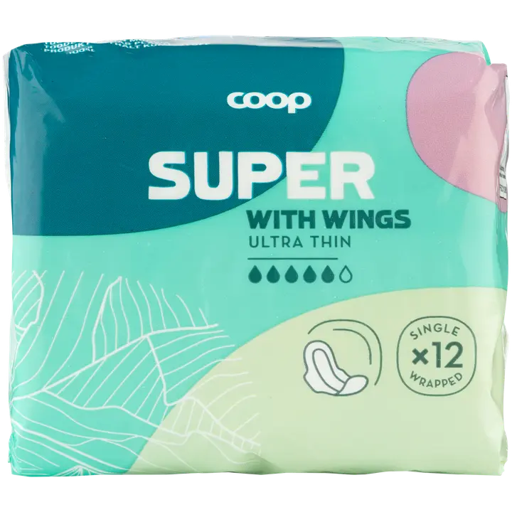 Coop siivellinen ultraohut superimukykyinen side 12 kpl