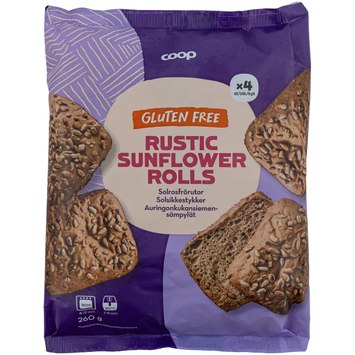 Coop auringonkukansiemensämpylä gluteeniton 4 kpl 260 g pakaste