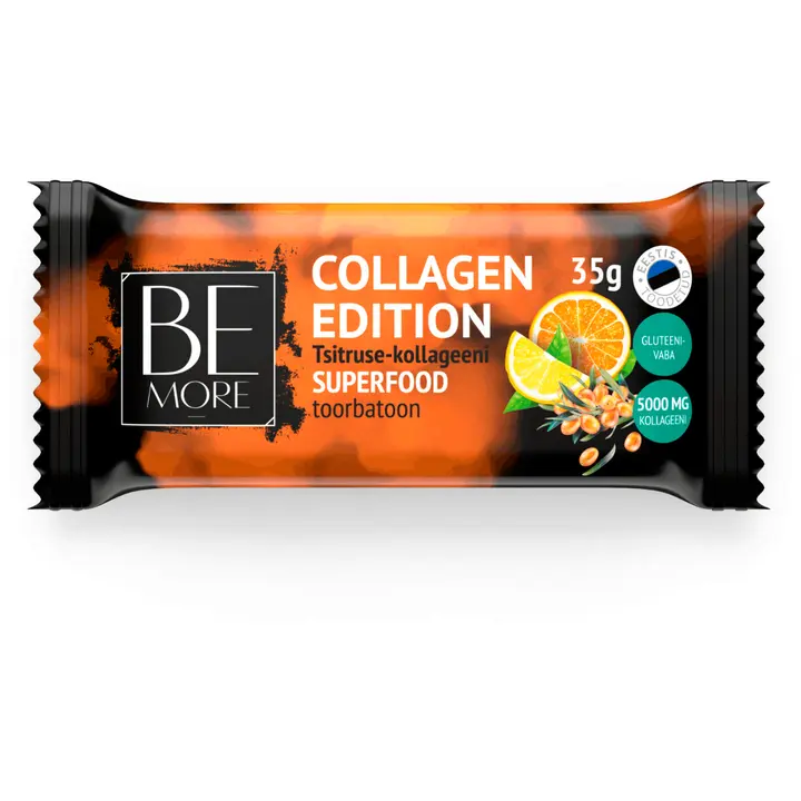 Be More Collagen Edition Tsitruse-kollageeni superfood toorbatoon Be More 35g