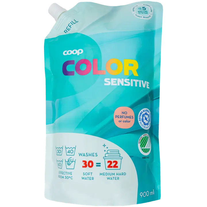 Coop Color Sensitive kirjopyykin pesuneste täyttöpakkaus 900 ml