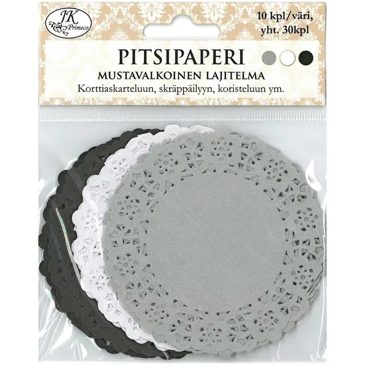Primeco pitsipaperi mustavalkolajitelma 30kpl/pkt