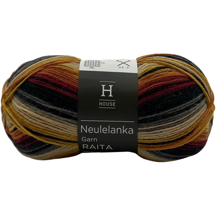 House sukkalanka Raita-kuvio 100 g Orange/yellow/wine/grey 82445