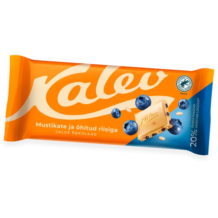 Kalev valge šokolaad mustika ja õhitud riisiga 95g