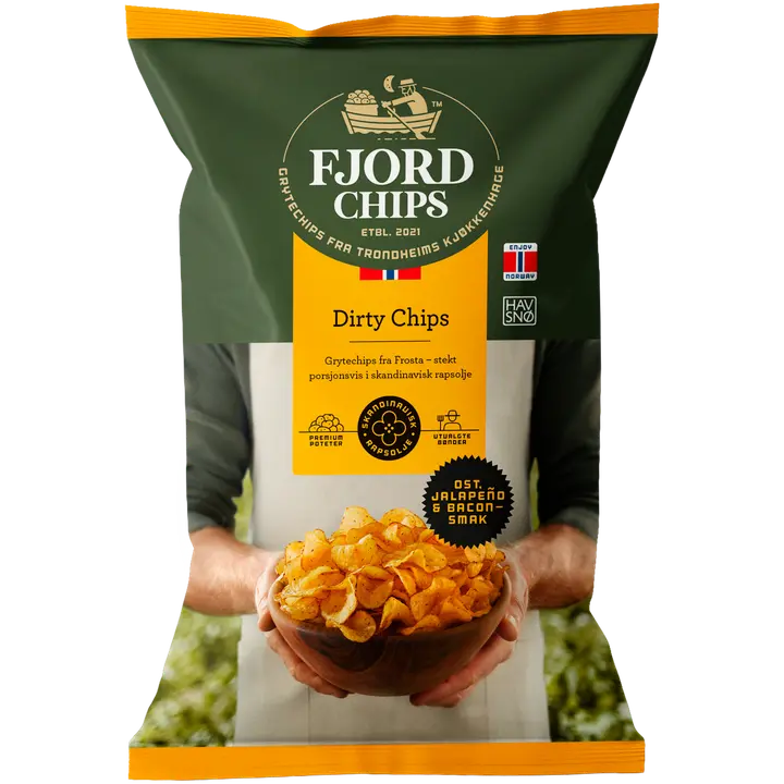FjordChips perunalastut Dirty Chips juusto, jalapeno & pekoniaromi 150g