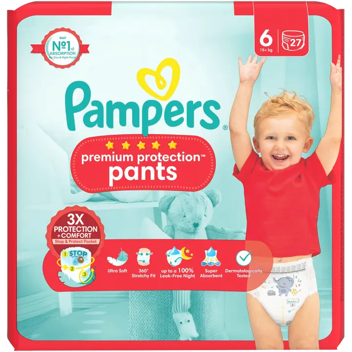 .Pampers Premium püksmähkmed 6, 15+ kg 27tk