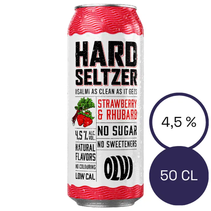 OLVI Hard Seltzer Strawberry-Rhubarb 4,5 % 0,5 l burk