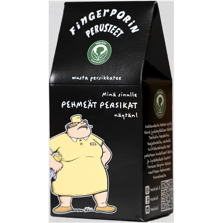 Teeleidin Fingerporin perusteet; Rivo-Riitan Minä sinulle pehmeät persikat näytän! Musta tee persikalla 60g
