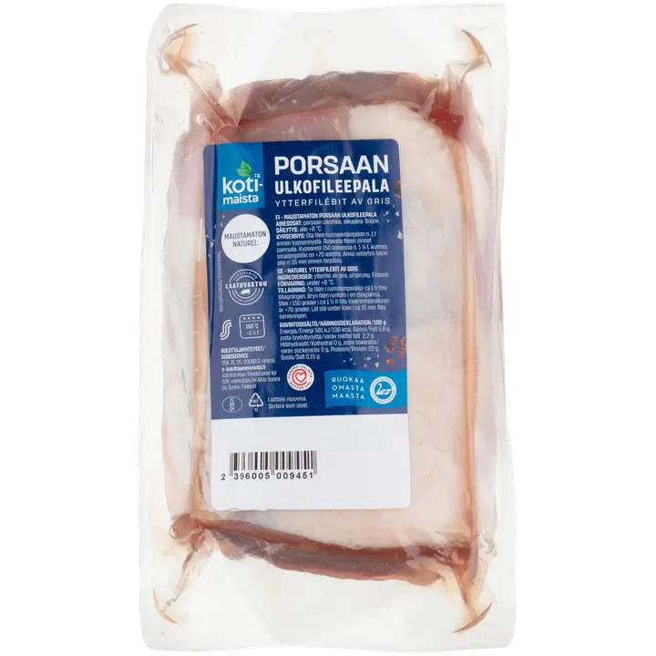 Kotimaista porsaan ulkofileepala maustamaton n. 1 kg