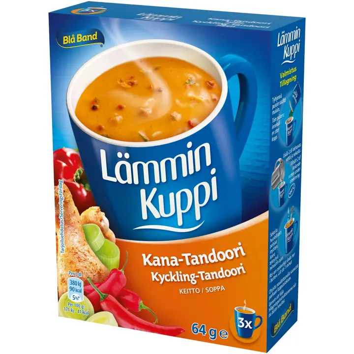 Blå Band Lämmin Kuppi laktoositon Kana-Tandoorikeitto 3x21g
