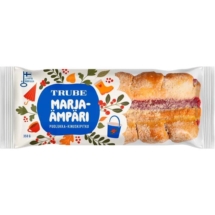 Trube Marjaämpäri Puolukka-kinuskihillopitko 350 g puolukka-kinuskitäytteinen pullapitko