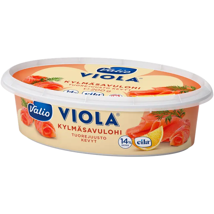 Valio Viola® kevyt e200 g kylmäsavulohi tuorejuusto laktoositon