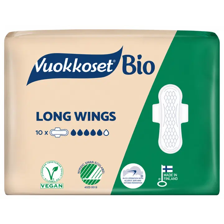 Vuokkoset Bio Long Wings ohutside 10 kpl
