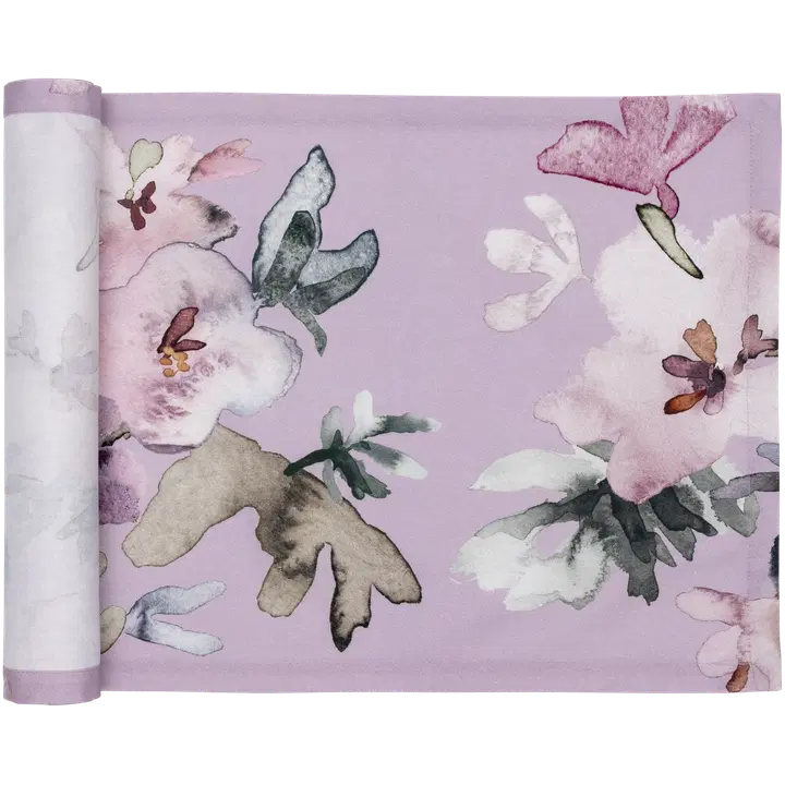 Pentik Hetki akryylipinnoitettu kaitaliina 45x160 cm kukka vaaleanpunainen