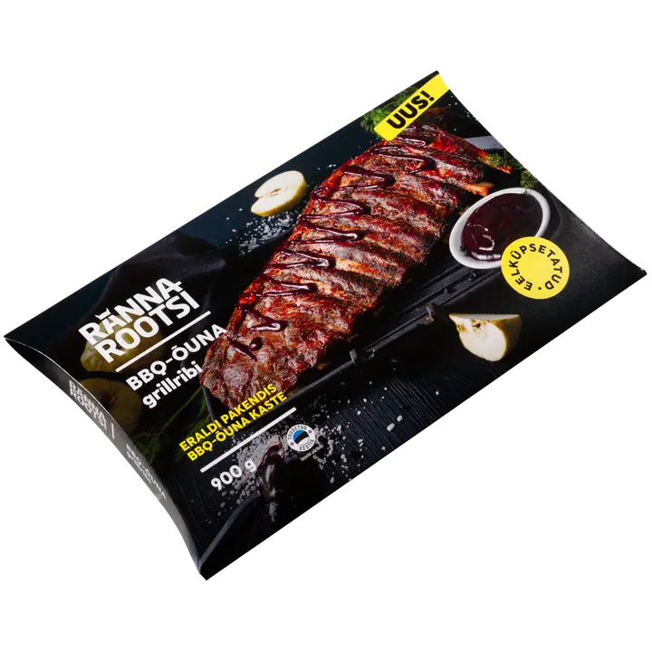 Rannarootsi Bbq-õuna grillribi + bbq-õuna kaste 900g eelküpsetatud