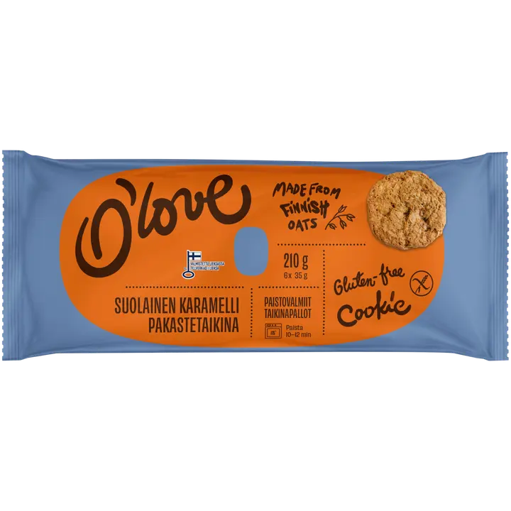 Porokylän O'love Suolainen karamelli cookietaikina 6 kpl / 210 g gluteeniton pakaste