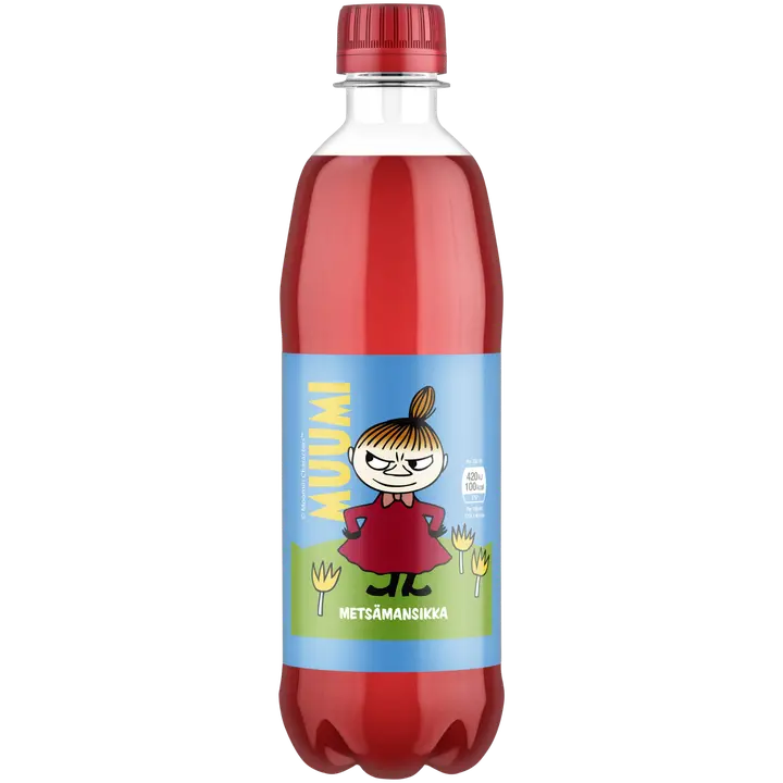 Muumi Metsämansikka virvoitusjuoma muovipullo 0,5 L