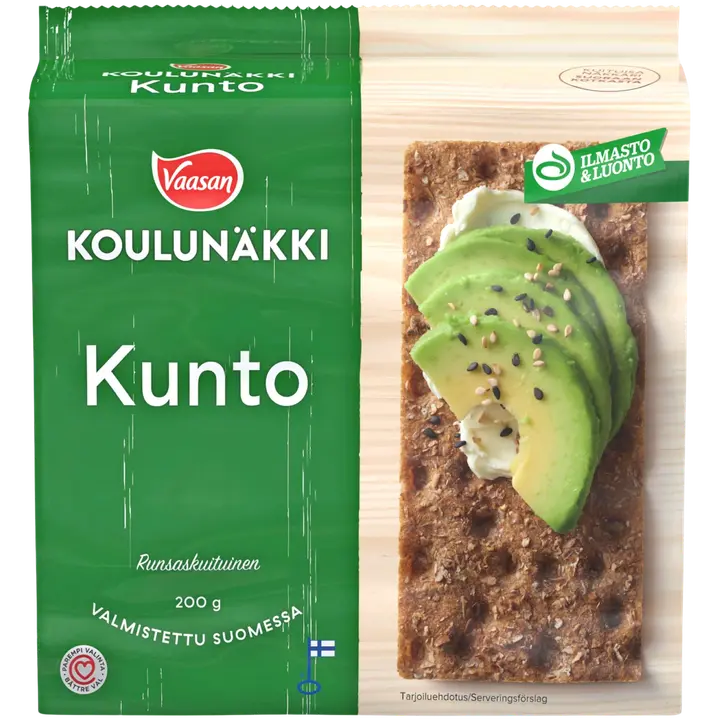 VAASAN KOULUNÄKKI Kunto 200g täysjyväruisnäkkileipä