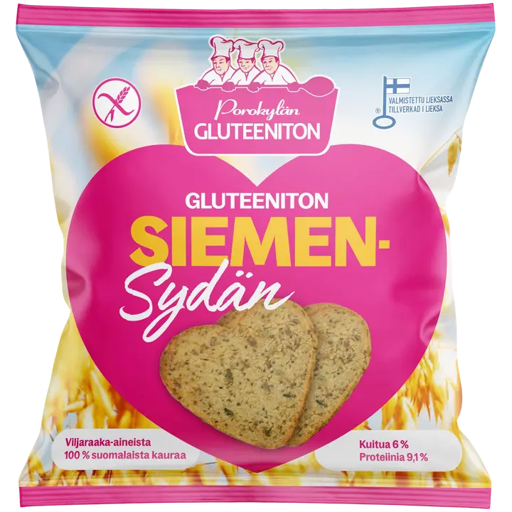 Porokylän Siemensydän 4 kpl / 200g gluteeniton kaurasiemenpalaleipä pakaste