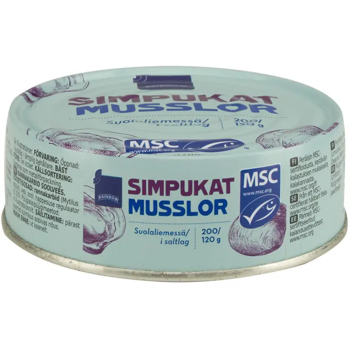 Rainbow 200/120g simpukat suolaliemessä MSC
