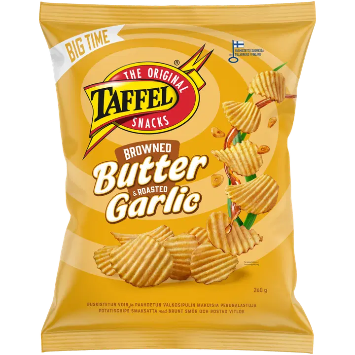 Taffel Butter & Garlic kryddade chips 260g