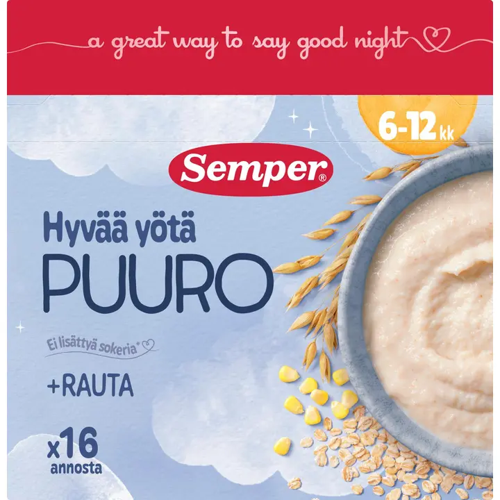 Semper Hyvää yötä -puuro, maustamaton 6KK 480g