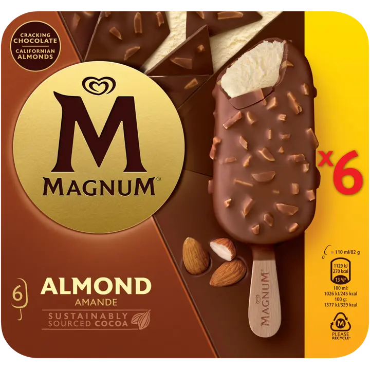 Magnum Almond Jäätelö Monipakkaus 660/492g 6 kpl