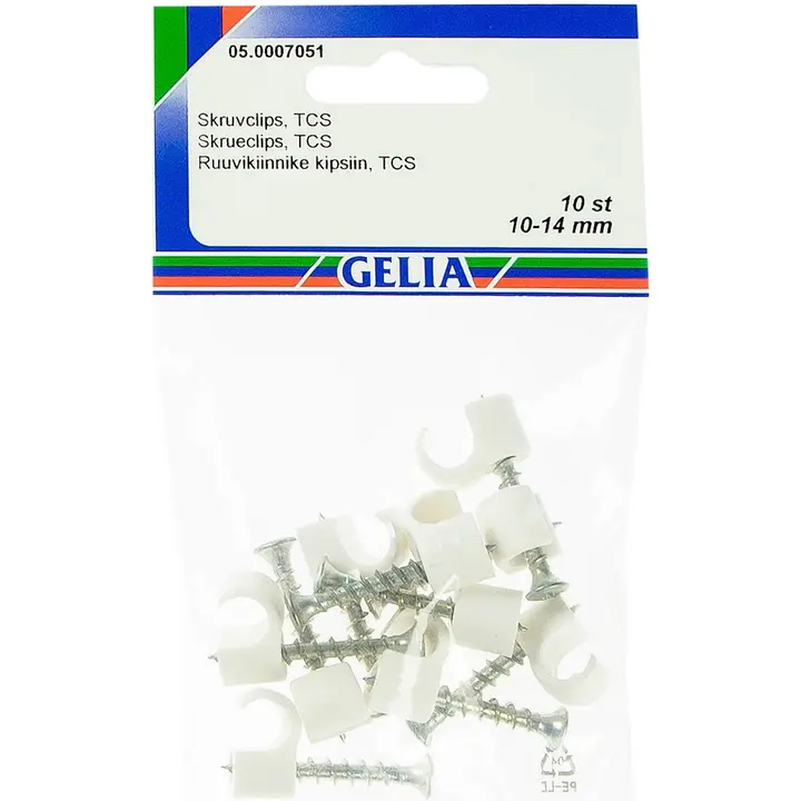 Gelia johtokiinnike 10-14mm ruuvin pituus 38mm 10kpl valkoinen