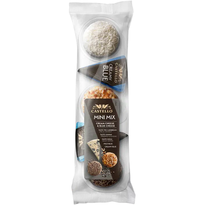 Castello 5 x 20 g MiniMix  2 kpl sinihome à 20g, , ananas-, manteli 20g,  mustapippuri 20g, lime-kookos 20g juustolajitelma