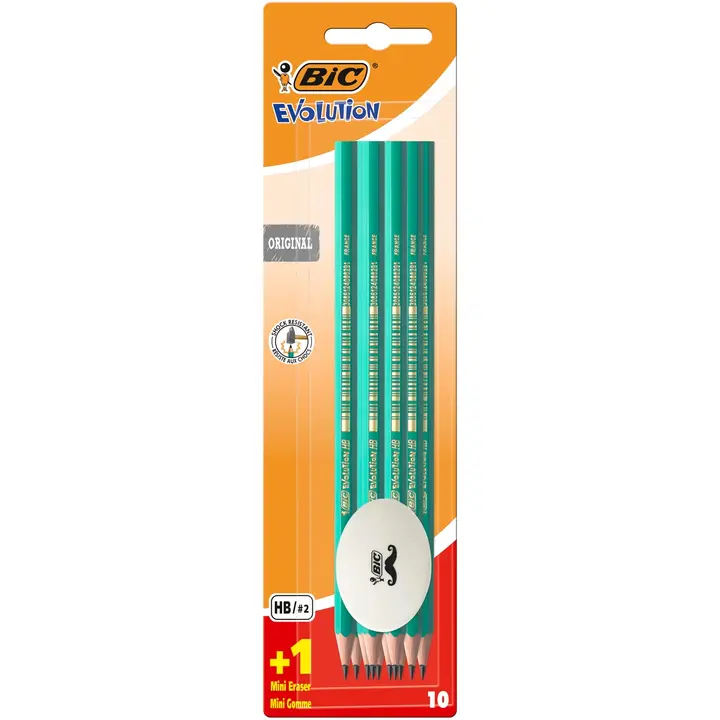 BIC Eco Evolution 10 lyijykynää + pyyhekumi