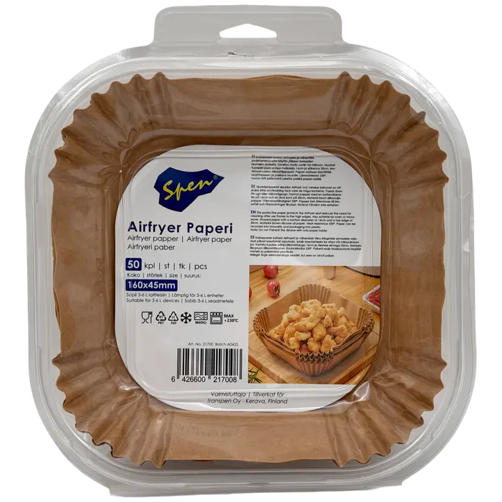 Spen Air fryer paperi 16x4,5cm 50kpl kulmikas