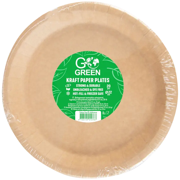 Go Green papptaldrikud 22cm 20tk