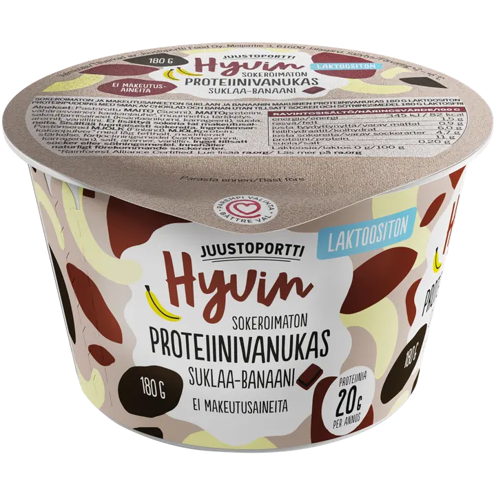 Juustoportti Hyvin proteiinivanukas 180 g suklaa-banaani laktoositon