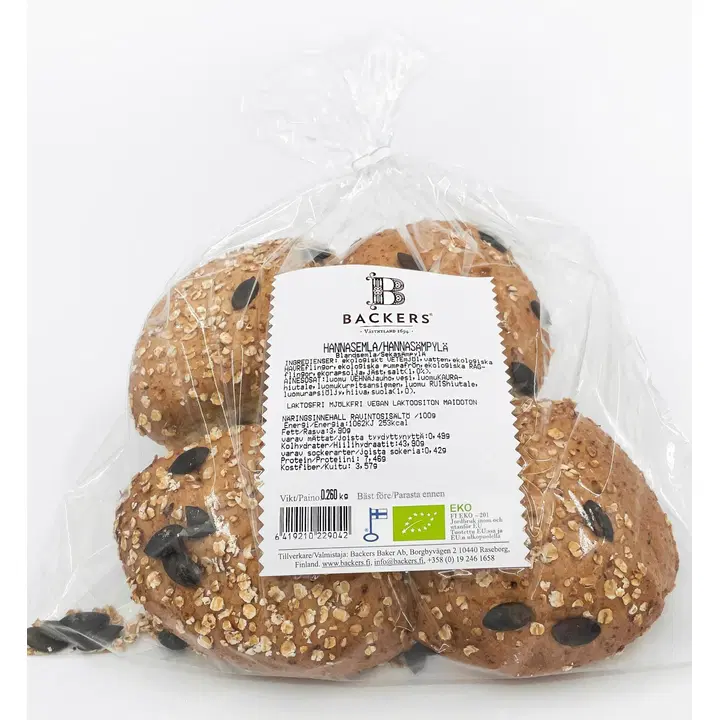 Backers luomu sekasämpylä Hannasämpylä 260g/4kpl