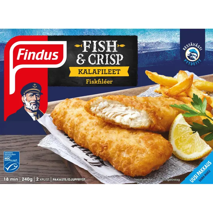 Findus Fish & Crisp kalafileet MSC 240g, pakaste